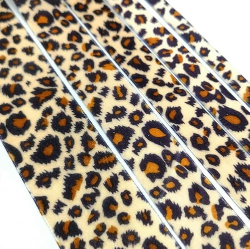 3 Yards/Los Leopardenmuster Samtband Hochzeit Party Dekoration Handarbeit Verpackung Haarschleifen DIY Weihnachten -16 mm breit von AYHTUD