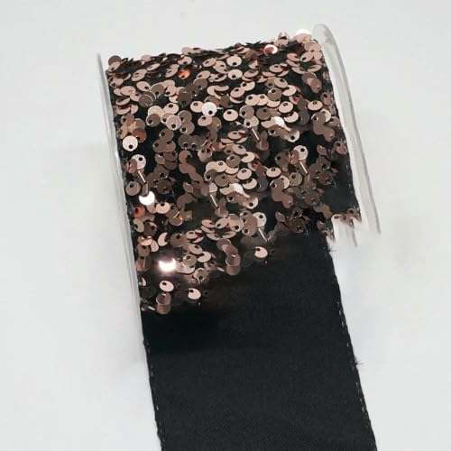 3 Zoll 75 mm 25 Yards Rolle Pailletten-Samtband DIY Holiday Cheer Haarschleifenmaterial Handgefertigtes Deko-Zubehör-O4102711-38 mm 5 Yards von AYHTUD