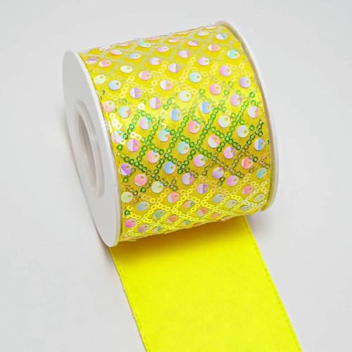 3 Zoll 75 mm Pailletten-Samtband, DIY, Urlaubsstimmung, Haarschleifenmaterial, handgefertigtes Deko-Zubehör, M3204793-M3204776-75 mm, 5 Yards von AYHTUD