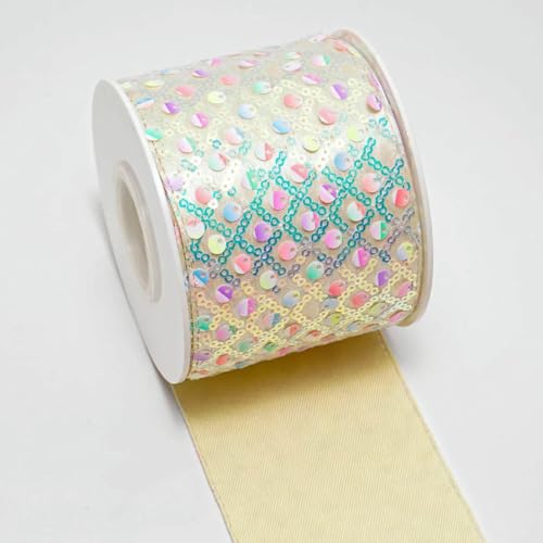 3 Zoll 75 mm Pailletten-Samtband, DIY, Urlaubsstimmung, Haarschleifenmaterial, handgefertigtes Deko-Zubehör, M3204793-M3204778-75 mm, 5 Yards von AYHTUD