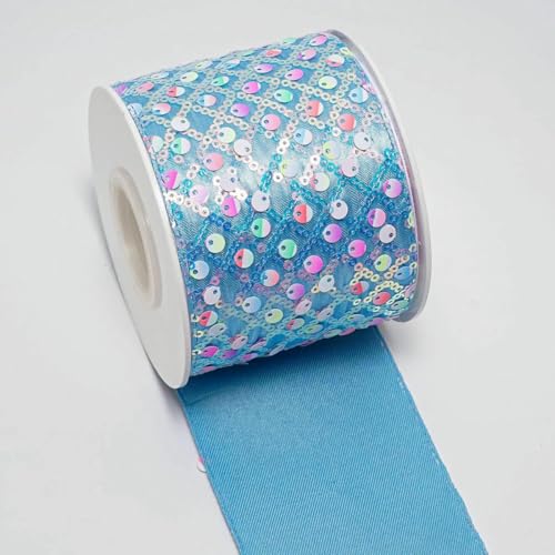 3 Zoll 75 mm Pailletten-Samtband, DIY, Urlaubsstimmung, Haarschleifenmaterial, handgefertigtes Deko-Zubehör, M3204793-M3204780-75 mm, 5 Yards von AYHTUD