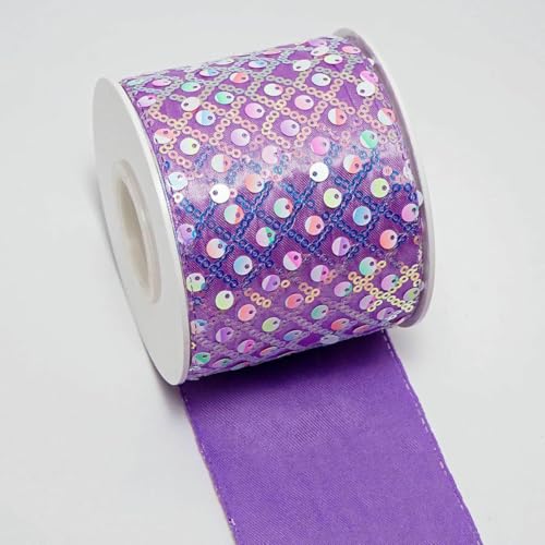 3 Zoll 75 mm Pailletten-Samtband, DIY, Urlaubsstimmung, Haarschleifenmaterial, handgefertigtes Deko-Zubehör, M3204793-M3204781-75 mm, 5 Yards von AYHTUD