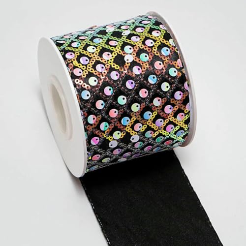 3 Zoll 75 mm Pailletten-Samtband, DIY, Urlaubsstimmung, Haarschleifenmaterial, handgefertigtes Deko-Zubehör, M3204793-M3204782, 75 mm, 5 Yards von AYHTUD