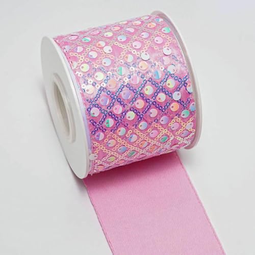 3 Zoll 75 mm Pailletten-Samtband DIY Holiday Cheer Haarschleifenmaterial Handgefertigtes Deko-Zubehör M3204793-M3204794-75 mm 5 Yards von AYHTUD
