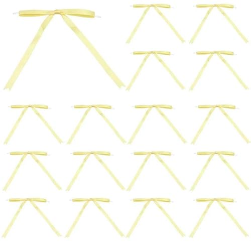 30/50 Stück 1 cm transparente Drahtschleife, Kopfbedeckung, Haarschmuck, Kleidung, Dekoration, Box, handgefertigt, DIY-Bandschleife, gelb, 50 Stück von AYHTUD