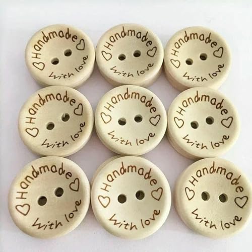 30/50 Stück Holzknöpfe zum Nähen von Kleidungsknöpfen, handgefertigter Holzknopf, Buchstabe „Love“ für Heimwerker, Basteln, Scrapbooking, Hochzeitsdekor, mit Liebe handg von AYHTUD