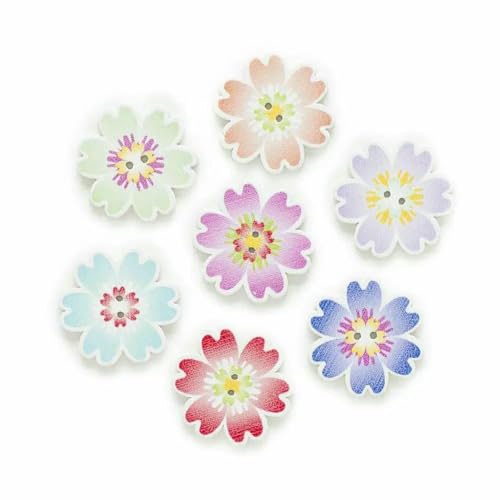 30 Stück Blumenserie Holzknöpfe Nähen Scrapbooking Handarbeit Heimkleidung Dekor Holz Dekorative Handarbeit DIY-G 25mm von AYHTUD