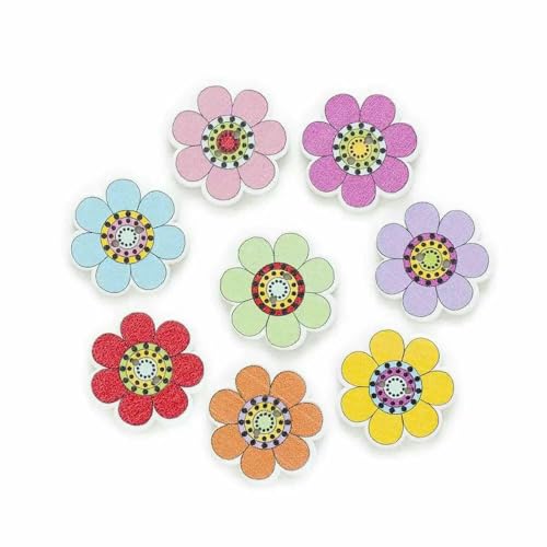 30 Stück Blumenserie Holzknöpfe Nähen Scrapbooking Handarbeit Home Kleidung Dekor Holz Dekorative Handarbeit DIY-E 25mm von AYHTUD
