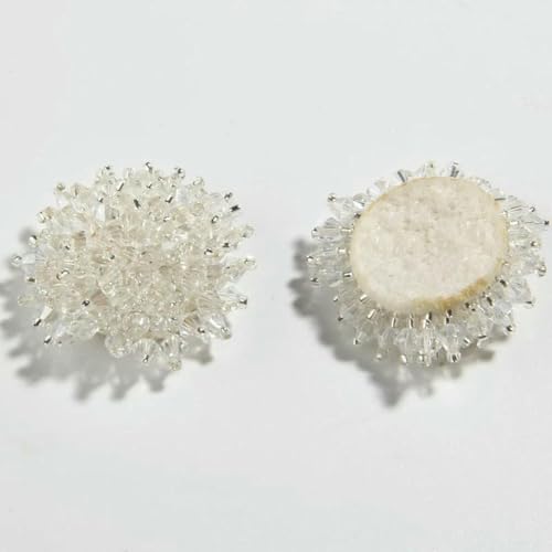 37 mm, 3,6 cm, 3D-Blumenperlen-Aufnäher, Kristall-Strass-Knöpfe, Verzierung, modische Stoff-Filz-Applikation für Taschen, Schuhe, zum Aufnähen, Knopf-E23-2 Stück von AYHTUD