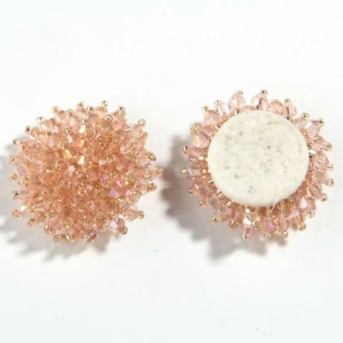 37 mm, 3,6 cm, 3D-Blumenperlen-Aufnäher, Kristall-Strass-Knöpfe, Verzierung, modische Stoff-Filz-Applikation für Taschen, Schuhe, zum Aufnähen, Knopf-E26-2 Stück von AYHTUD