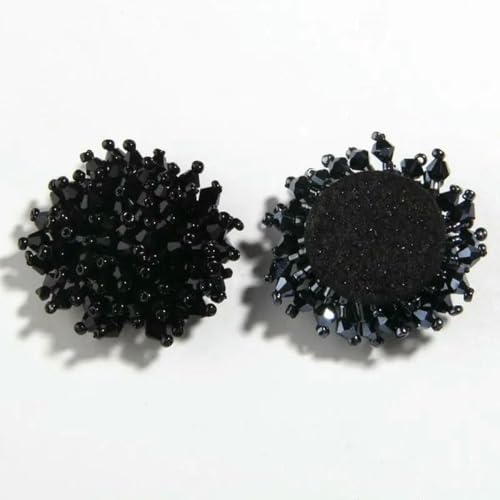 37 mm, 3,6 cm, 3D-Blumenperlen-Aufnäher, Kristall-Strass-Knöpfe, Verzierung, modische Stoff-Filz-Applikation für Taschen, Schuhe, zum Aufnähen, Knopf-E27-2 Stück von AYHTUD