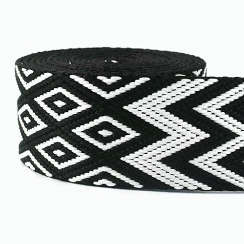 38 mm, 1–5 Meter, mehrfarbige Jacquard-Gurtbänder für Gurte, Ethno-Stil, Band, Gepäckgurt, Dekor, DIY-Nähzubehör, RD200-03, 38 mm, 4,0 Meter von AYHTUD