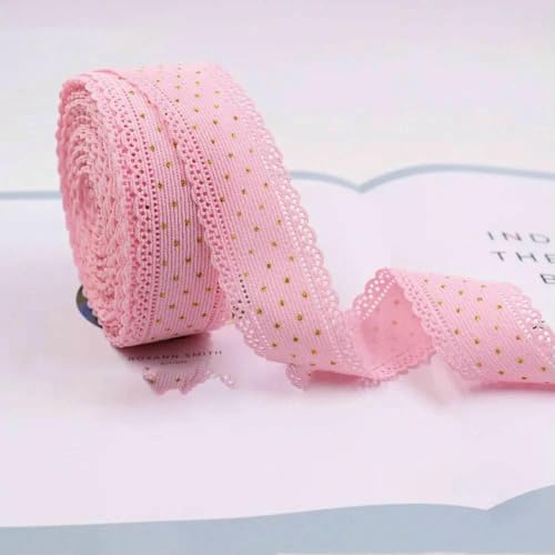 4,5 m Cord-Spitzenband mit goldenen Punkten, 3,8 cm, zum Nähen, Basteln, Haarschleifen, Clips, Verpacken, Zubehör, Hochzeit, M-211008-1883, lang, 4,5 m 4,5 m Cord-Spitzenband mit goldenen Punkten, 3,8 cm, zum Nähen, Basteln, Haarschleifen, Clips, Verpacken, Zubehör, Hochzeit, M-211008-1883, lang, 4,5 m von AYHTUD
