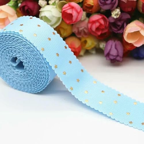 4,5 m bedrucktes Ripsband mit kleinen goldenen Sternen, Spitzenband für Haarschleifen, Bastelarbeiten, handgefertigte Accessoires, M19070801-308, Blautopas 4,5 m bedrucktes Ripsband mit kleinen goldenen Sternen, Spitzenband für Haarschleifen, Bastelarbeiten, handgefertigte Accessoires, M19070801-308, Blautopas von AYHTUD