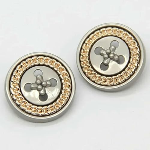 4 Löcher, runde goldene Metallknöpfe, schwarz, für Kleidung, Vintage, Herrenanzug, Blazer, Mantel, handgefertigt, Nähzubehör, Silber, 18 mm, 6 Stück 4 Löcher, runde goldene Metallknöpfe, schwarz, für Kleidung, Vintage, Herrenanzug, Blazer, Mantel, handgefertigt, Nähzubehör, Silber, 18 mm, 6 Stück von AYHTUD