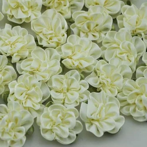 40 Stück Band Blume Nelken Applikationen Nähen/Basteln/Hochzeit Lose - Beige von AYHTUD