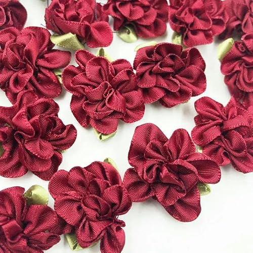40 Stück Band Blume Nelken Applikationen Nähen/Basteln/Hochzeit Lose - Wein von AYHTUD
