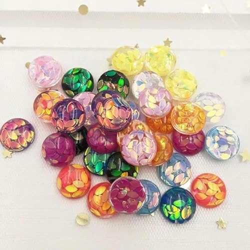 40 Stück Harz Pferdeauge Glitzer Pailletten gefüllt 12mm Runde flache Rückseite Cabochon Strass Knöpfe G24-gemischt 40 Stück Harz Pferdeauge Glitzer Pailletten gefüllt 12mm Runde flache Rückseite Cabochon Strass Knöpfe G24-gemischt von AYHTUD