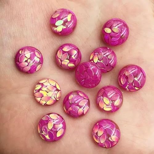 40 Stück Harz-Pferdeaugen-Glitzer-Pailletten-gefüllte 12 mm runde Cabochon-Strassknöpfe mit flacher Rückseite G24-Rosenrot 40 Stück Harz-Pferdeaugen-Glitzer-Pailletten-gefüllte 12 mm runde Cabochon-Strassknöpfe mit flacher Rückseite G24-Rosenrot von AYHTUD
