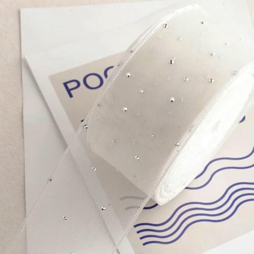 40 mm, 9 Yards, einfarbig, Diamant-Schnee-Gaze-Band, Schleife, DIY, handgefertigte Accessoires, Schuh, Blumen, Hut, Blumen, Verpackung, Gaze-04-40 mm, 9 Yards von AYHTUD