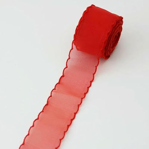 40 mm breites Organzaband, gewelltes Seidenmaterial für Haarschleifen, dekorative Geschenkverpackung, Dekoration, Spitzenbänder, Anleitung zum Selbermachen, Rot, 4,5 m 40 mm breites Organzaband, gewelltes Seidenmaterial für Haarschleifen, dekorative Geschenkverpackung, Dekoration, Spitzenbänder, Anleitung zum Selbermachen, Rot, 4,5 m von AYHTUD