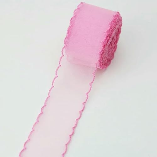 40 mm breites Organzaband aus Seide, gewelltes Haarschleifenmaterial, dekoratives Verpackungsdekor, Spitzenbänder, manuell, DIY-Pink-5 Yards 40 mm breites Organzaband aus Seide, gewelltes Haarschleifenmaterial, dekoratives Verpackungsdekor, Spitzenbänder, manuell, DIY-Pink-5 Yards von AYHTUD