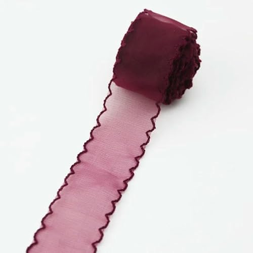 40 mm breites Organzaband aus Seide, gewelltes Haarschleifenmaterial, dekoratives Wickeldekor, Spitzenbänder, manuell, DIY-Burgunderrot, 4,5 m 40 mm breites Organzaband aus Seide, gewelltes Haarschleifenmaterial, dekoratives Wickeldekor, Spitzenbänder, manuell, DIY-Burgunderrot, 4,5 m von AYHTUD