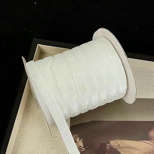45,7 m/Rolle, metallisch glitzerndes Samtband, 0,9 cm, mehrfarbiges glitzerndes Geschenkband für Heimwerker, Basteln, Weihnachtsdekoration, 01 Weiß, 10 mm, 45,7 m Rolle von AYHTUD