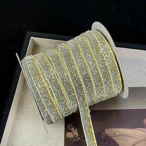 45,7 m/Rolle, metallisch glitzerndes Samtband, 0,9 cm, mehrfarbiges glitzerndes Geschenkband für Heimwerker, Basteln, Weihnachtsdekoration, 02 Helles Armeegrün, 10 mm, 45,7 m Rolle von AYHTUD