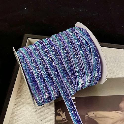45,7 m/Rolle, metallisch glitzerndes Samtband, 0,9 cm, mehrfarbiges glitzerndes Geschenkband für Heimwerker, Basteln, Weihnachtsdekoration, 10 blaue Farben, 10 mm, 45,7 m Rolle von AYHTUD