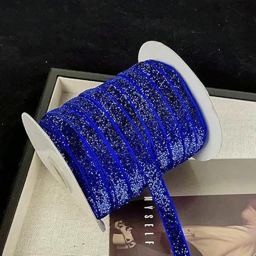 45,7 m/Rolle, metallisch glitzerndes Samtband, 0,9 cm, mehrfarbiges glitzerndes Geschenkband für Heimwerker, Basteln, Weihnachtsdekoration, 15 Königsblau, 10 mm, 45,7 m Rolle von AYHTUD