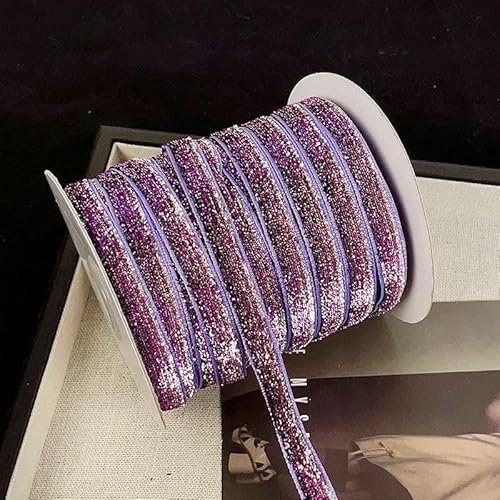 45,7 m/Rolle, metallisch glitzerndes Samtband, 0,9 cm, mehrfarbiges glitzerndes Geschenkband für Heimwerker, Basteln, Weihnachtsdekoration – 11 Lila Serie – 10 mm, 45,7 m Rolle von AYHTUD
