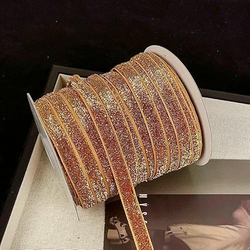 45,7 m/Rolle, metallisch glitzerndes Samtband, 0,9 cm, mehrfarbiges glitzerndes Geschenkband für Heimwerker, Weihnachtsdekoration, 13 Orange, 10 mm, 45,7 m Rolle von AYHTUD