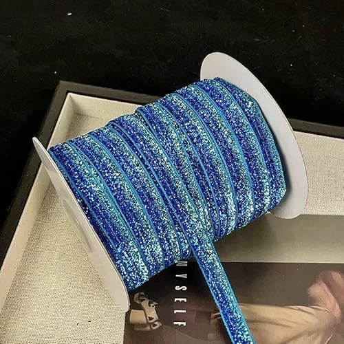 45,7 m/Rolle, metallisch glitzerndes Samtband, 0,9 cm, mehrfarbiges glitzerndes Geschenkband für Heimwerker, Weihnachtsdekoration, 17 Blaugrün, 10 mm, 45,7 m Rolle von AYHTUD