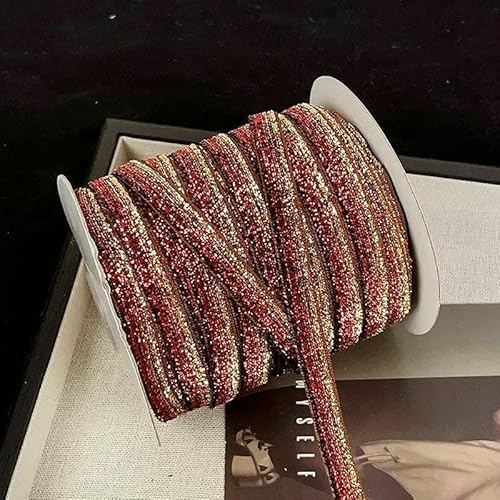 45,7 m/Rolle, metallisch glitzerndes Samtband, 0,9 cm, mehrfarbiges glitzerndes Geschenkband für Heimwerker, Weihnachtsdekoration, Farbe: Rot, 10 mm, 45,7 m/Rolle von AYHTUD