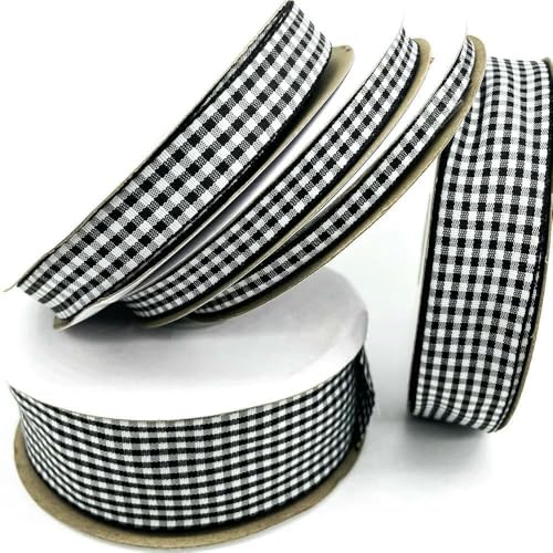 45,7 m Gingham-Bänder für Hochzeiten, Weihnachtsfeiern, Dekorationen, Verpackungen, Bastelarbeiten, Schleifen, Haare, kariertes Band, Verpackungsstoff, S012, Schwarz, 38 mm 45,7 m Gingham-Bänder für Hochzeiten, Weihnachtsfeiern, Dekorationen, Verpackungen, Bastelarbeiten, Schleifen, Haare, kariertes Band, Verpackungsstoff, S012, Schwarz, 38 mm von AYHTUD