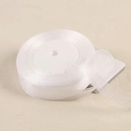 45 Meter/Rolle weißes Organzaband, DIY, handgefertigtes Bastelmaterial, Weihnachten, Hochzeit, Geburtstag, Party, Verpackung, Chiffonbänder, 2,5 cm Breite, 45,7 m Länge 45 Meter/Rolle weißes Organzaband, DIY, handgefertigtes Bastelmaterial, Weihnachten, Hochzeit, Geburtstag, Party, Verpackung, Chiffonbänder, 2,5 cm Breite, 45,7 m Länge von AYHTUD