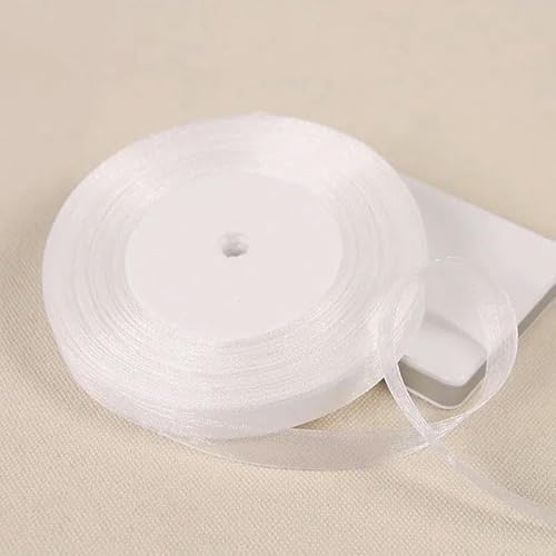 45 Meter/Rolle weißes Organzaband, DIY, handgefertigtes Bastelmaterial, Weihnachten, Hochzeit, Geburtstagsfeier, Geschenkverpackung, Chiffonbänder, 1,2 cm Breite, 45,7 m Länge 45 Meter/Rolle weißes Organzaband, DIY, handgefertigtes Bastelmaterial, Weihnachten, Hochzeit, Geburtstagsfeier, Geschenkverpackung, Chiffonbänder, 1,2 cm Breite, 45,7 m Länge von AYHTUD