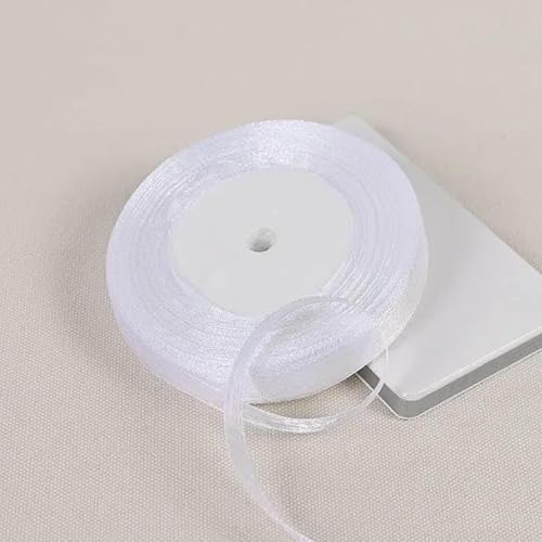 45 Meter/Rolle weißes Organzaband, DIY, handgefertigtes Bastelmaterial, Weihnachten, Hochzeit, Geburtstagsfeier, Geschenkverpackung, Chiffonbänder, 1,5 cm Breite, 45,7 m Länge 45 Meter/Rolle weißes Organzaband, DIY, handgefertigtes Bastelmaterial, Weihnachten, Hochzeit, Geburtstagsfeier, Geschenkverpackung, Chiffonbänder, 1,5 cm Breite, 45,7 m Länge von AYHTUD