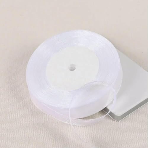 45 Meter/Rolle weißes Organzaband, DIY, handgefertigtes Bastelmaterial, Weihnachten, Hochzeit, Geburtstagsfeier, Geschenkverpackung, Chiffonbänder, 2 cm Breite, 45,7 m Länge 45 Meter/Rolle weißes Organzaband, DIY, handgefertigtes Bastelmaterial, Weihnachten, Hochzeit, Geburtstagsfeier, Geschenkverpackung, Chiffonbänder, 2 cm Breite, 45,7 m Länge von AYHTUD