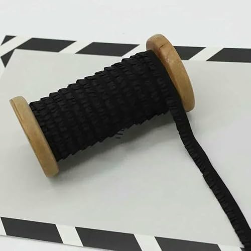 5/10/20M 10 mm gerüschtes Gummiband zum Nähen von Stretch-Spitzenbesatz, Haarband, Schuhen, Gummiband, DIY-Kleidungsnähzubehör-Schwarz-10 mm-10 Meter 5/10/20M 10 mm gerüschtes Gummiband zum Nähen von Stretch-Spitzenbesatz, Haarband, Schuhen, Gummiband, DIY-Kleidungsnähzubehör-Schwarz-10 mm-10 Meter von AYHTUD