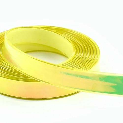 5/10 m, 12 mm, flache Silikonschnur, glänzendes Lederband, Schlüsselanhänger, Schmuck, Dekoration, Band, DIY-Nähzubehör, Gelb, 12 mm, 10 Meter von AYHTUD