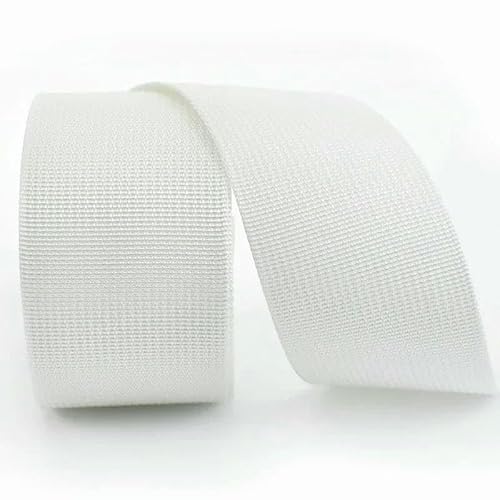 5 Meter 20/25/32/38/50 mm Nylon-Gurtband für Riemen, Rucksack, Band, Band, DIY-Tasche, Schrägband, Nähzubehör, Weiß, 50 mm von AYHTUD