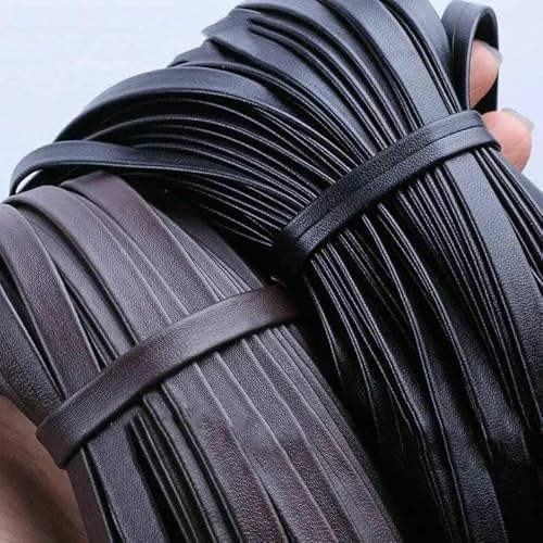 5 Meter 4–50 mm weiches, flaches Lederband, Schnur, Seil, DIY, Punk-Halskette, Armband, Schmuck, Kleidersäcke, Randzubehör, 6 mm, 5 Meter, Schwarz von AYHTUD