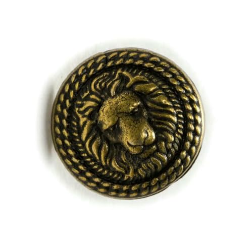 5 Stück Löwenmuster-Metallknopf, rund, zum Nähen von Kleidung, Anzügen, Blazern, Jacken, Uniformen, Handarbeit, 12,5–25 mm, Bronze, 18 mm von AYHTUD