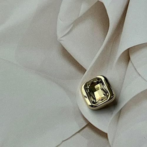 5 Stück modische Diamantknöpfe, große quadratische Metallknöpfe mit Strasssteinen, dekorative Kleidungsknöpfe, Gold, 25 mm von AYHTUD