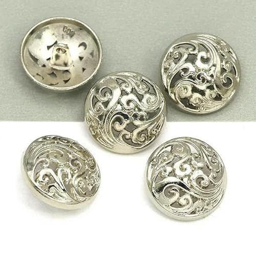 5 Stück runde Metallknöpfe für Handarbeiten, Schaft, Nähzubehör, dekorativer Knopf für Kleidung, Jacke, Bastelzubehör-02-Silber-20 mm 5 Stück runde Metallknöpfe für Handarbeiten, Schaft, Nähzubehör, dekorativer Knopf für Kleidung, Jacke, Bastelzubehör-02-Silber-20 mm von AYHTUD