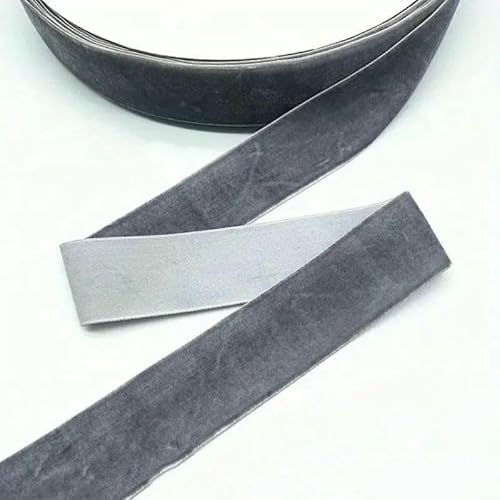 5 Yards, 1 cm breite Samtbandrolle zum Basteln, Heimwerken, weich, luxuriös, perfekt zum Verpacken, Nähen, Verzieren – Grau – 1 cm, 5 Yards von AYHTUD
