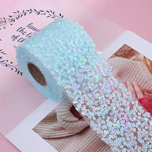 5 Yards/Los 80 mm Pailletten-Organza-Fleckenband für Schleifenverpackungen, Kleidung, Nähzubehör, Dekoration-Hellblau-80 mm x 5 Yards 5 Yards/Los 80 mm Pailletten-Organza-Fleckenband für Schleifenverpackungen, Kleidung, Nähzubehör, Dekoration-Hellblau-80 mm x 5 Yards von AYHTUD