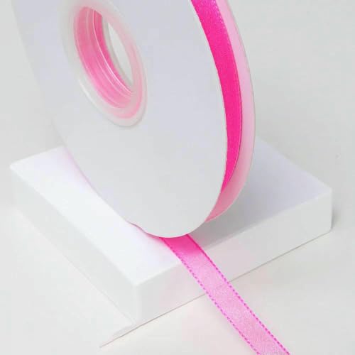 5 Yards/Los Verschlüsseltes Schneegarnband, transparentes Chiffon-Organza-Satinband, verziertes Band, Blumenverpackung, Kranz, Spitzenstoff, Rosenrot, 1 cm, 5 Yards von AYHTUD